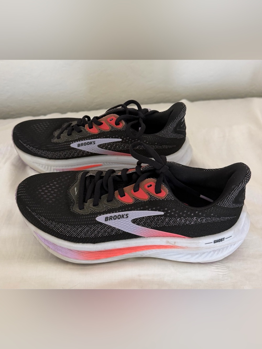 Brooks Black Running Shoes with Coral Accents